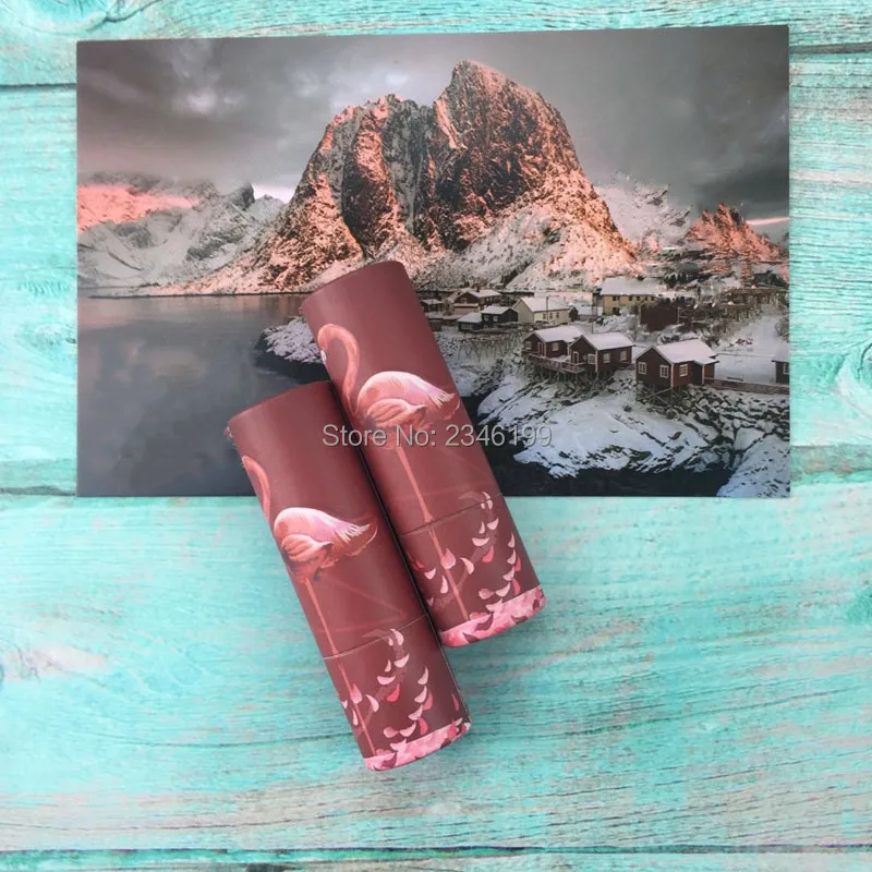 Papery Lip Balm Tube Empty Papery Lipstick Tube 12.1mm Empty Red Flamingo Lip Balm Tube With Box Empty Lipstick Packaging (2)