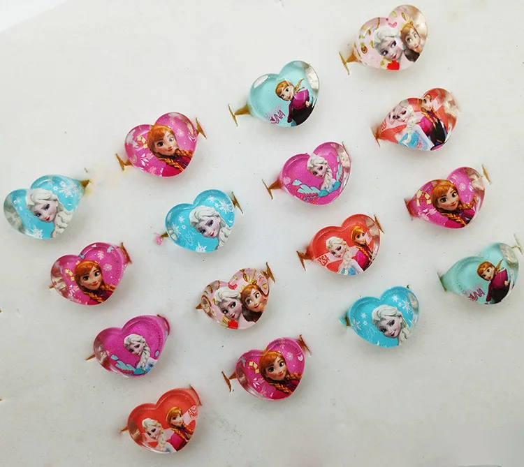 12pc/lot Frozen Princess Elsa Anna Acrylic Kids Finger Rings Party подарок Birthday Party decoracion de fiestas y eventos