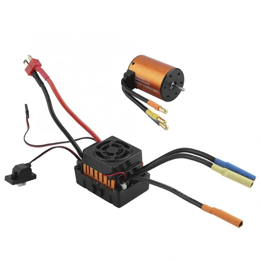 

3650 3500KV Waterproof Brushless Motor + 60A ESC Speed Control 4 poles 12 slots Motor ESC Combo for 1/10 Scale RC Car Parts
