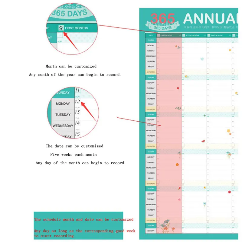 365 день планировщик календари план книга милый мультфильм бумага идеи план книга кавайные канцелярские школьные офисные принадлежности