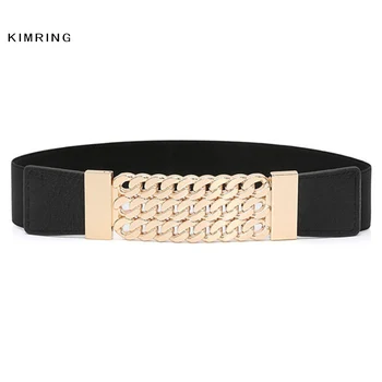 

Kimring Luxury Leather Waist Belt for Women Fashion Dress Waist Belt Elastic Girdle Underbust Corset Waist Belt Thin Waist Belt