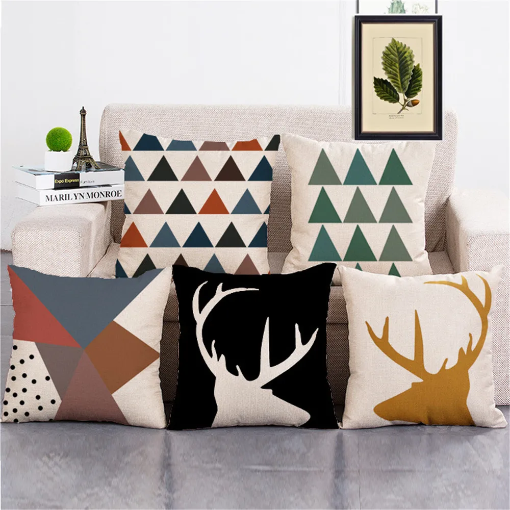 

Square shape home textile decorative throw pillow case geometric animals cushion cover for sofa home capa de almofadas 45x45cm