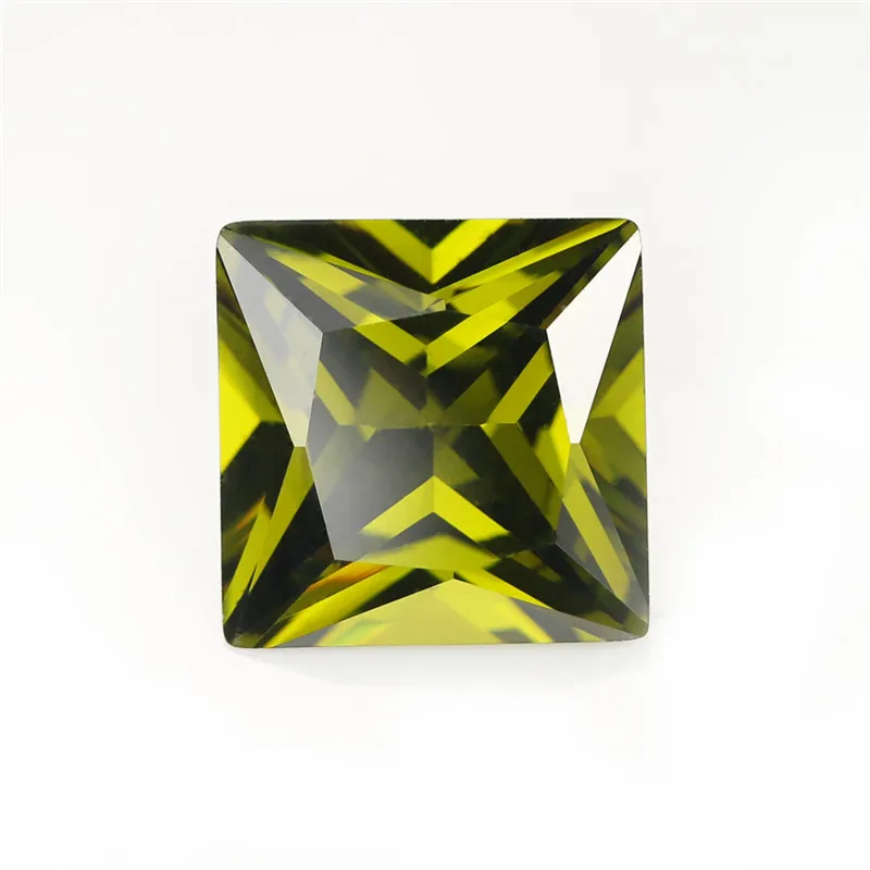Размер 1,5x1,5-12x12 мм AAAAA квадратный CZ камень золотисто-желтый, фиолетовый, розовый, фиолетовый, черный синтетический кубический цирконий камень - Цвет: Olive Green