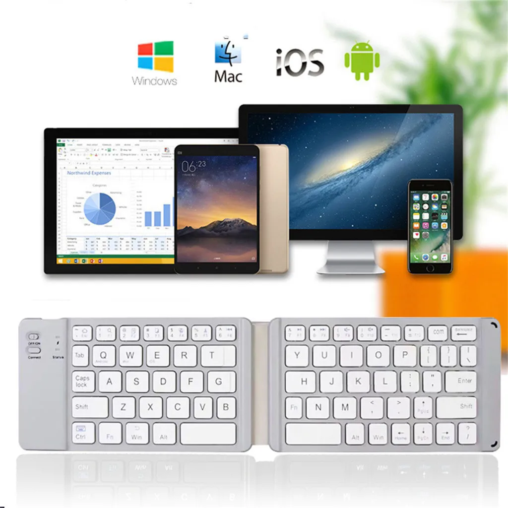 Bluetooth 3.0 Folding Keyboard 67Keys Universal Foldable BT Wireless Keypad For Android Windows ipad Tablet phone 718#3