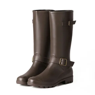 

NEW arrivel quality Women Tall Rain Boots Waterproof PVC Work Knee High Rain Boots Flat Anti-slip Rubber Rainy Day Shoes Woman