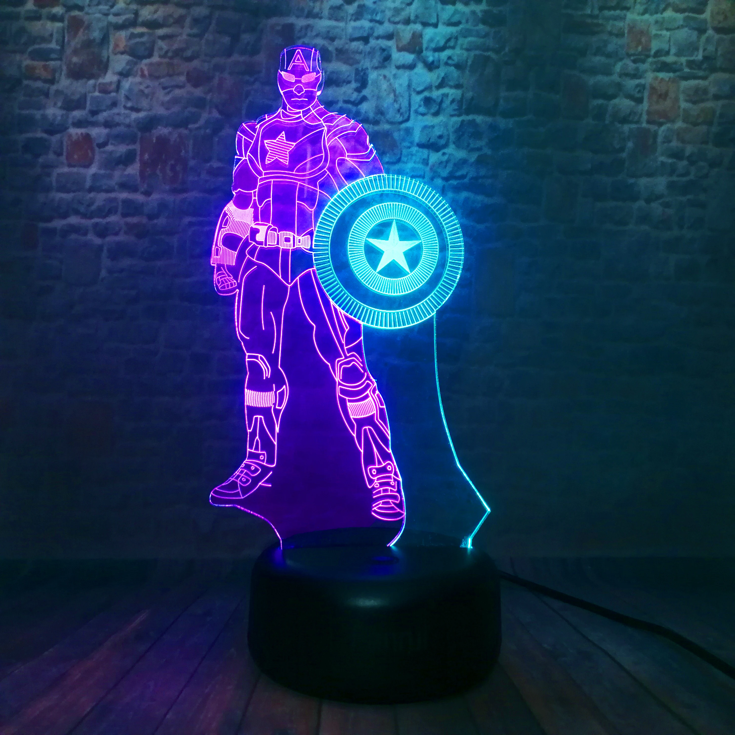 Экшн фигурка героев Marvel супергероев из фильма мстители двойная 7 цветов 3D ночник