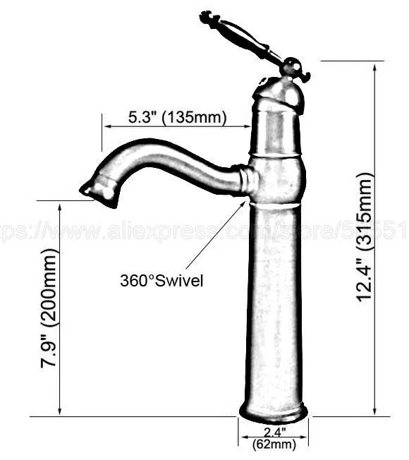 Bathroom Sink Faucet Antique Red Copper 360 Degree Swivel Basin Faucet Water Tap Single Handle Cold and Hot Water znf388