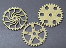 Wholesale Mix 30 pcs Vintage steampunk Charms Gear Pendant Antique bronze Fit Bracelets Necklace DIY Metal Jewelry Making