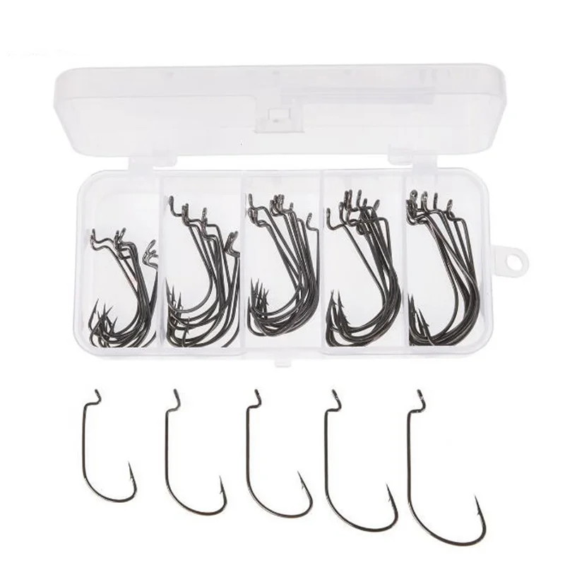 50Pcs/Box Wide Crank Fishing Hooks Carbon Steel Offset Fishhook 3/0#-2# Bass Barbed Carp Fishing Hook For Soft Worm Lure set 50Pcs/Box Wide Crank Fishing Hooks Carbon Steel Offset Fishhook 3/0#-2# Bass Barbed Carp Fishing Hook For Soft Worm Lure set