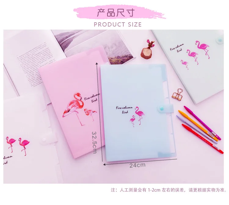 5 сетки документ мешок Фламинго печатных A4 папки файла Карамельный цвет Широкий кошелек Портативный бумага для органайзера канцелярские
