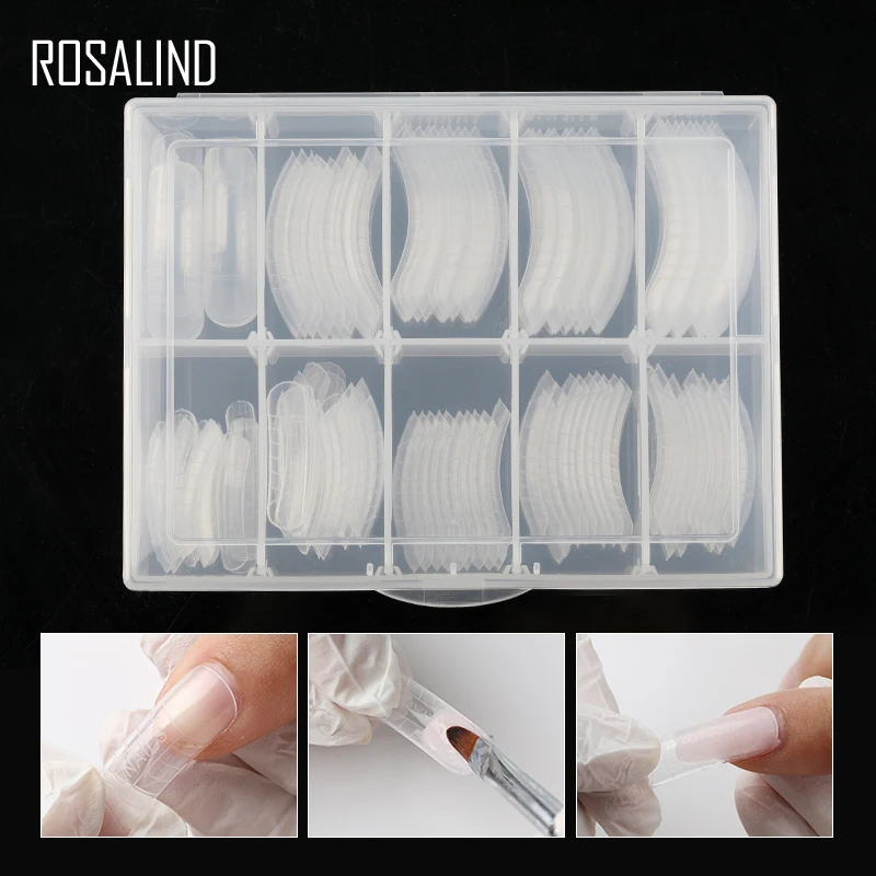 

ROSALIND 120PCS/BOX Quick Building Mold Tips False Nails Nail Art Transparent Extension Builder UV Poly Gel Mold