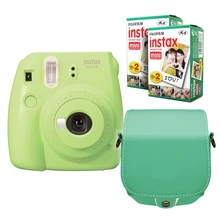 Fujifilm Instax Mini 9 Лайм зеленый мгновенный камера+ Fuji фото 40 плёнки из искусственной кожи мятный протектор чехол сумка