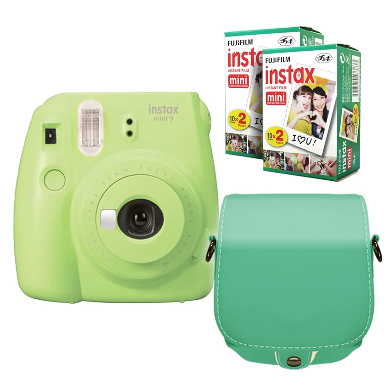 Fujifilm Instax Mini 9 Lime Green Instant Camera + Fuji Photo 40 Film PU кожаный мятный защитный чехол|instant