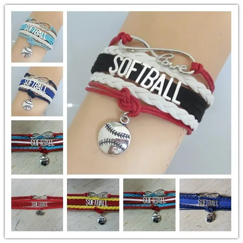 

fashion Love Softball Bracelet charm Softball Team Bracelet i love softball