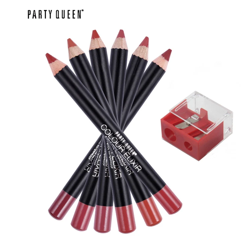 Party Queen Red Matte Lip Liner Pencil 1 pcs Lipliner Eyebrow Pencil Waterproof Eye Pencils