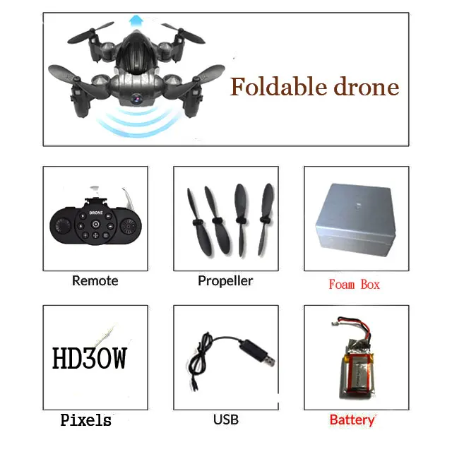 XY6100 мини-Дрон с/без HD камерой RTF WiFi FPV складной Радиоуправляемый Дрон с высоким режимом удержания Радиоуправляемый квадрокоптер Безголовый режим с часами - Цвет: F 30 Pixels 1