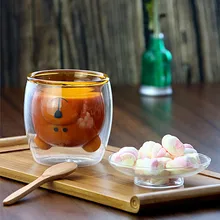 Милый медведь без свинца с двойными стенками ручной работы стекло термостойкие молоко сок напиток чашка изолированные прозрачные стеклянные кружки для чая кофе