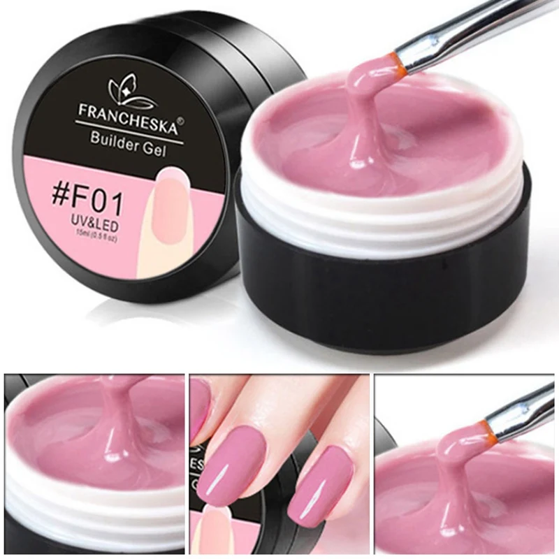 

2019 New Products Wholesale Nail Gel Nail Extension Gels Thick Builder Gel Natural Camouflage UV Gel 15ml manicure led