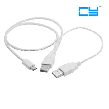 

SB 3.1 Type C USB-C to Dual A Male Extra Power Data Y Cable for Cell Phone & Hard Disk 60cm 2ft