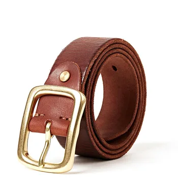 

Super quality leather belt men genuine leather belts for men golden buckle design cow skin winter jean strap free shipping