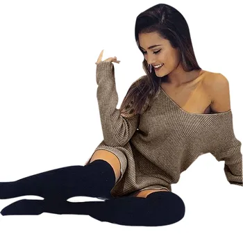

Autumn Womens Sweater Casual Daily Sweater Solid V-Neck Long Sleeve Sweaters Coat Dress кофта женская chompas para mujer #E