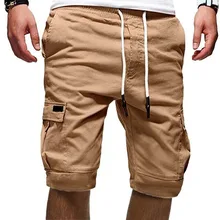 Men Casual Half Pants Multi-pockets Solid Color Breathable Male Pants for Summer AIC88