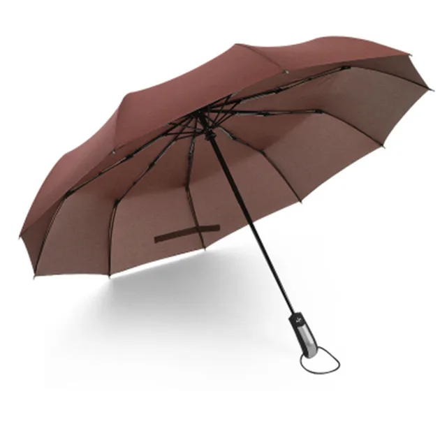Ветронепроницаемый складной автоматический женский зонт от дождя женские Авто Роскошные Большие ветрозащитные зонты от дождя для мужчин, женщин и детей - Цвет: Coffee