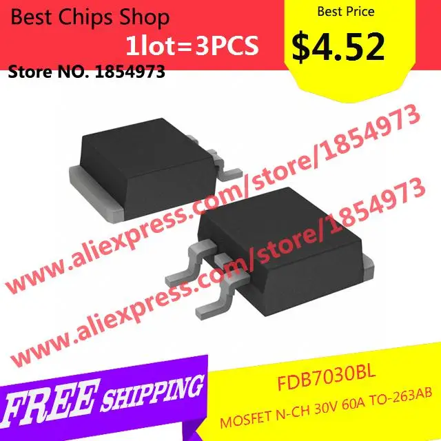 Free Shipping 3PCS=$4.52 Electronic Voltage Regulator FDB7030BL MOSFET ...