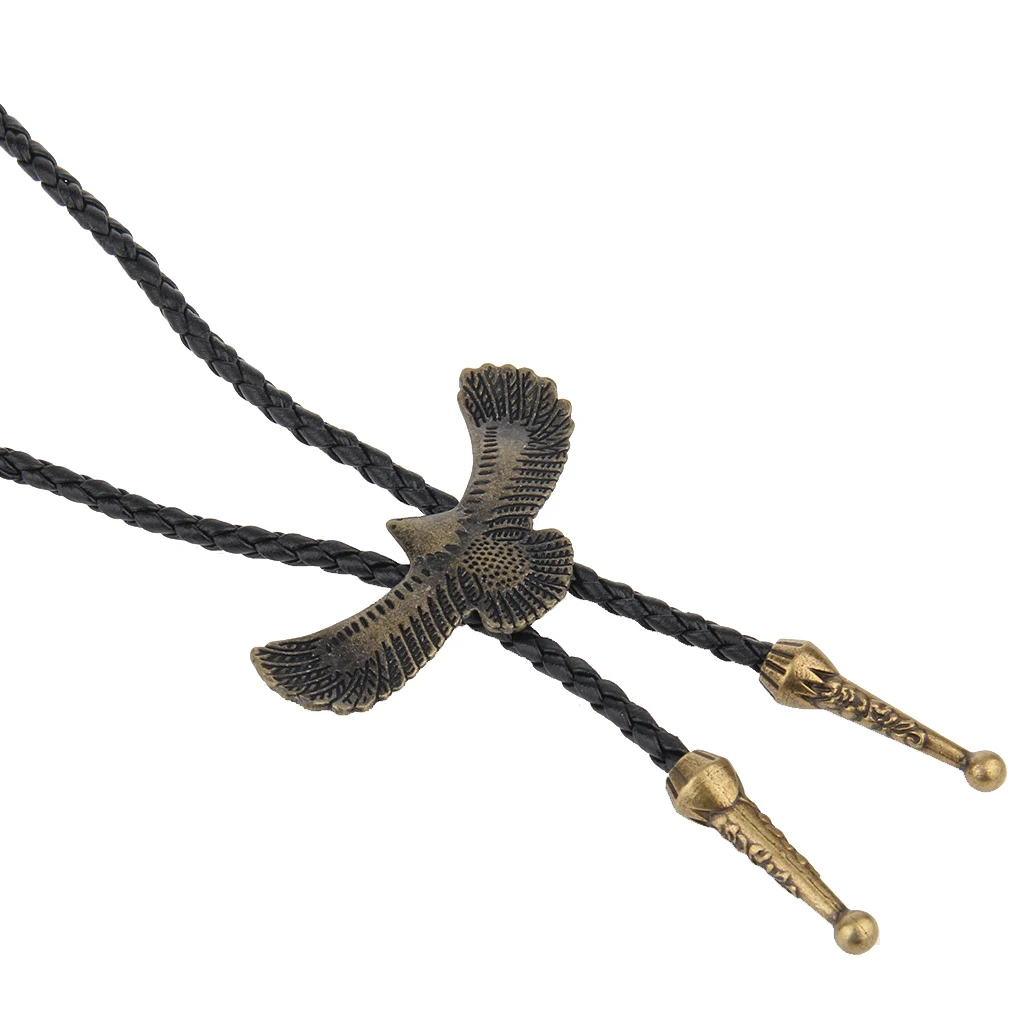Adult Men Antique Style Alloy Metal Eagle Pendant Bolo Tie Necktie Necklace 