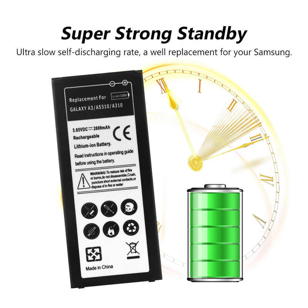 YCDC 3 85 V 2600mAh литий ионный аккумулятор для замены телефона SAMSUNG GALAXY A3 2016 Edition SM