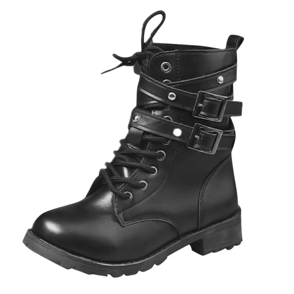 

Women Boots Genuine Leather Flat Martin Ankle Boots Womens Motorcycle Boots Autumn Shoes Women Winter Patent leather Boot