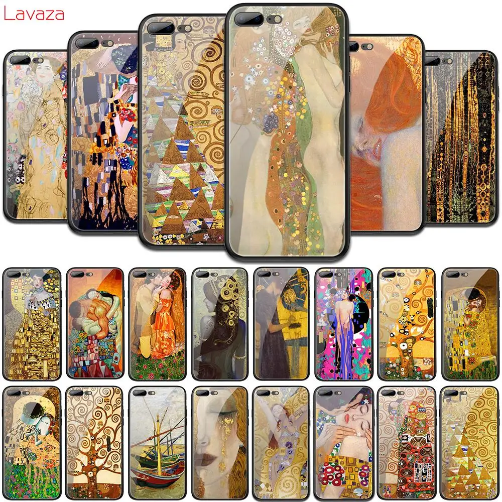 Мягкий чехол из закаленного стекла Lavaza Kiss by Gustav Klim Golden Tears для iPhone 6 6S 7 8 Plus 5 5S SE XR X XS