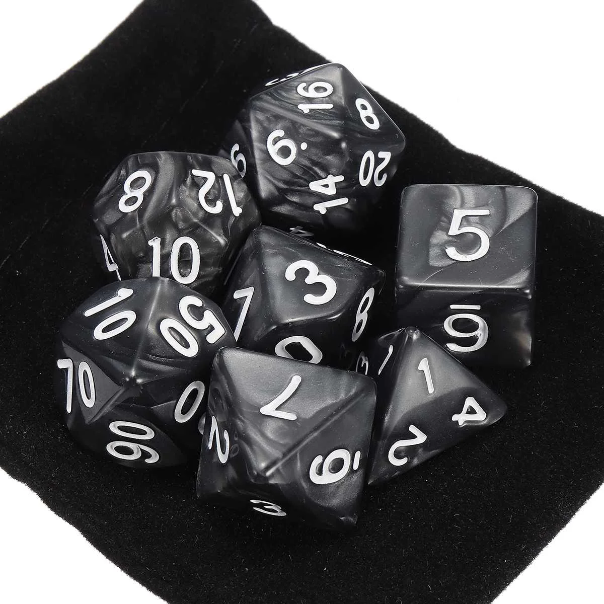7 шт./компл. D4-D20 кубики Черный Прозрачный Многогранные кубики с сумочкой в комплекте для ролевой игры вечерние бар покер Интересных Игр инструменты
