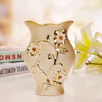 

Luxury Morden Gold-plated Ceramic Vase Home Decor Creative Design Porcelain Decorative Flower Vase For Wedding Gift