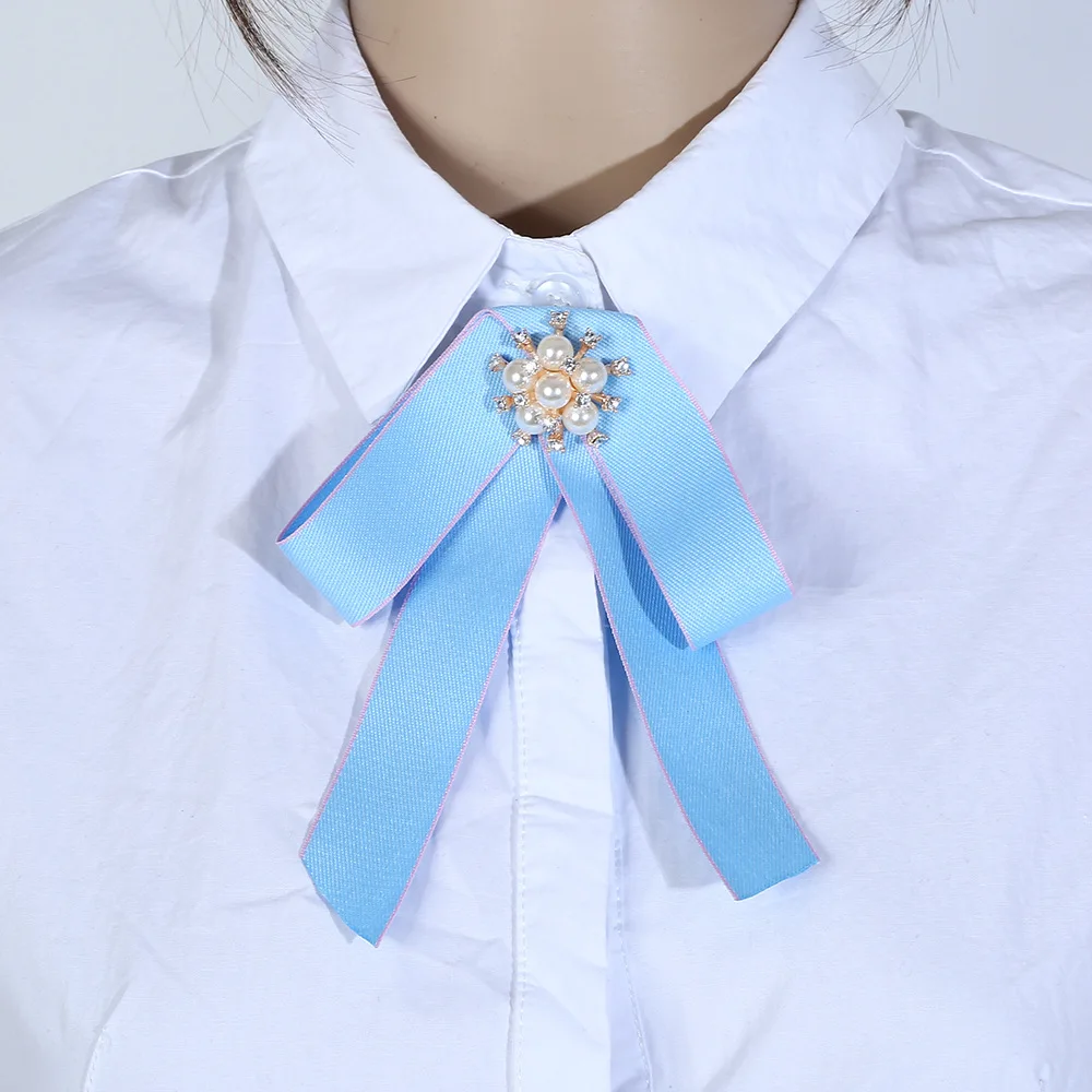 

Fashion Imitation Pearls Flower Brooches Ribbon Bow Collar Pins Corsage Shirt Tie Cravat Wedding Broches Women Jewelry Gifts
