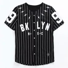 GMANCL Men/Women Mesh V-Neck Jersey Hip Hop Street T-Shirts Tee New T-shirts Men Striped Baseball Jersey Blick Punk Tee Shirts