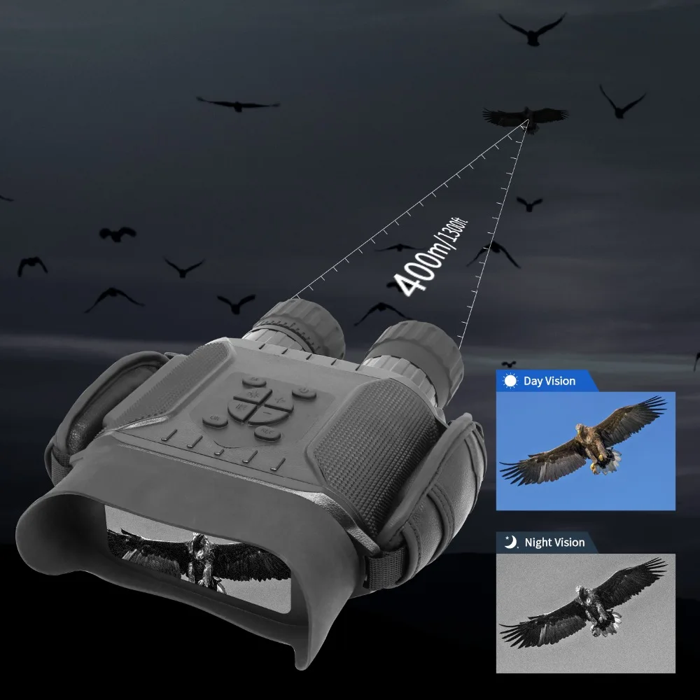 المهنية للرؤية الليلية 32G IPX4 400 m HD كاميرا تعمل بالأشعة فوق الحمراء صور فيديو 5x التكبير مجموعة الوقت عريضة أحادي مناظير ل الصيد
