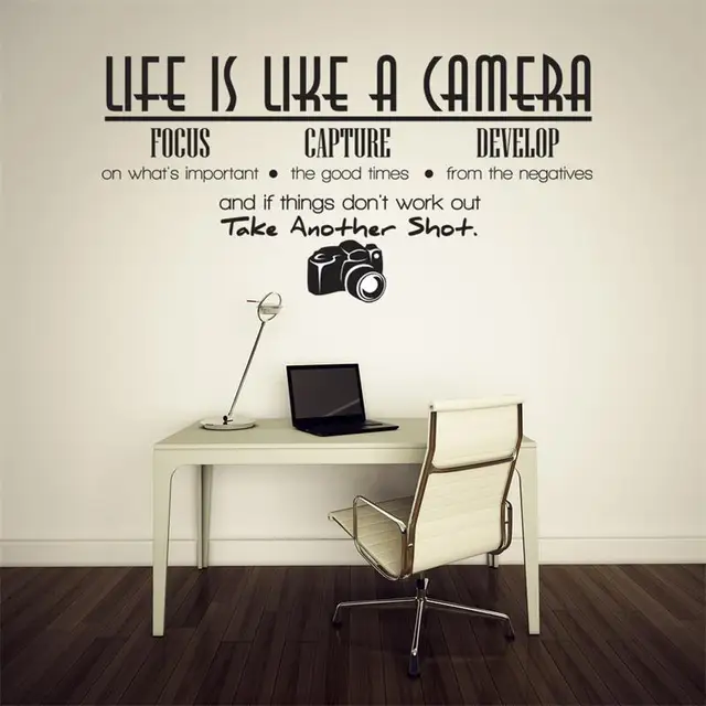 Life is a camera quote wall stickers home decor photograph vinyl adesivo de parede home decoration wall sticker 2010.