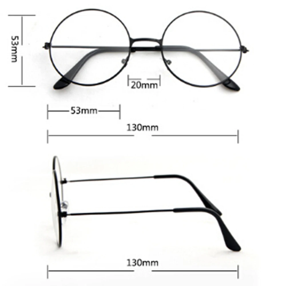 3 цвета, новинка, мужские и женские ретро большие круглые очки, прозрачная металлическая оправа для очков, черные, серебристые, Золотые очки