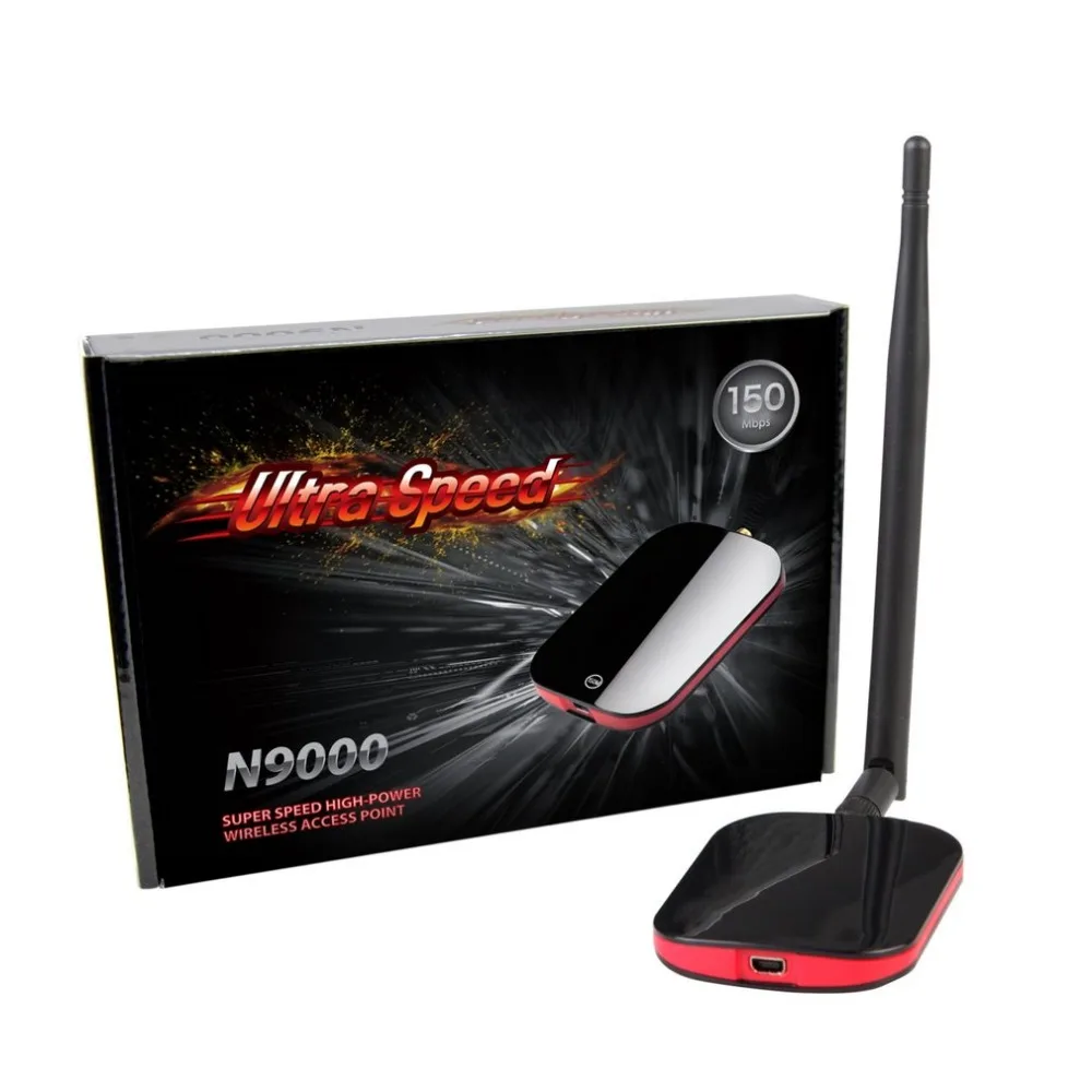 

High Power Speed N9000 Free Internet Wireless USB WiFi Adapter 150Mbps Long Range + Wi fi Antenna Wi-fi Receiver +CD