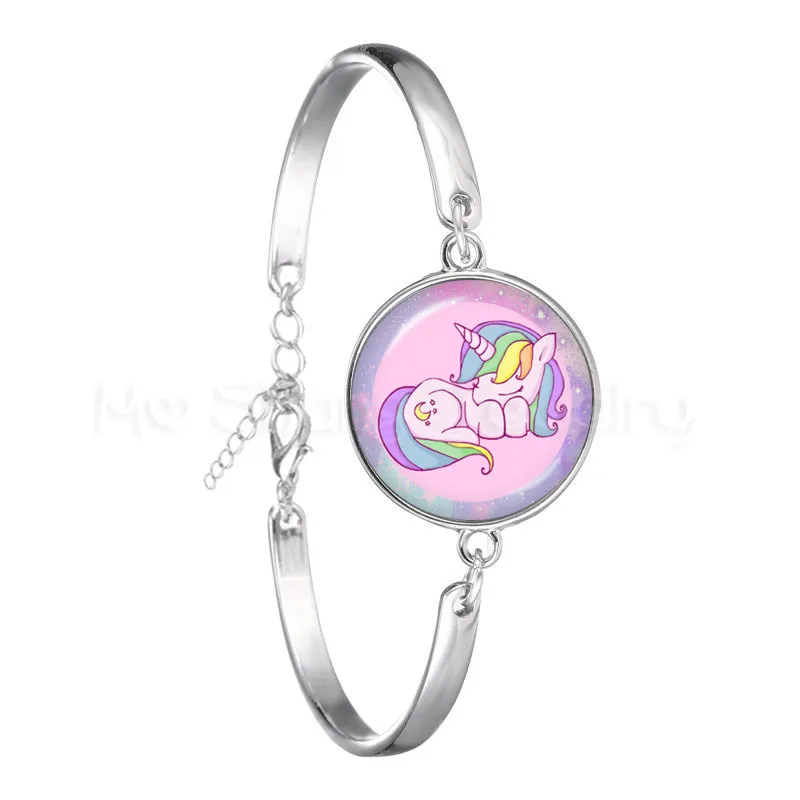 Kawaii Лошадь Единорог цепи браслеты красочные Мультяшные подвески для женщин с