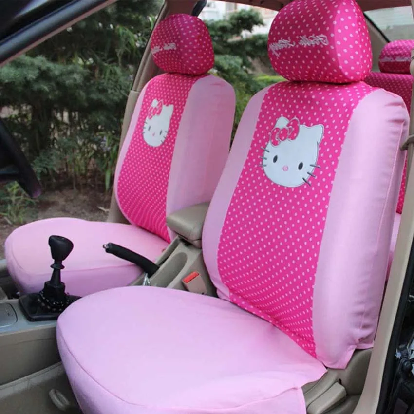 Universal Red Dots Pink Cat Car Seat Cover Car Interior Car