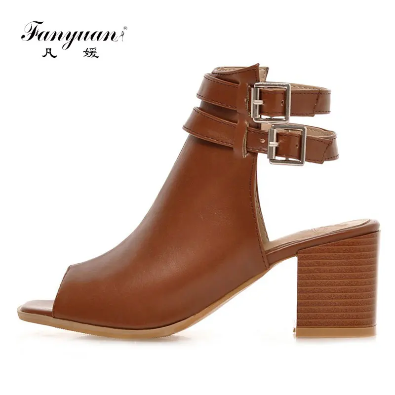

Fanyuan High Heels Gladiator Sandals Women Sexy Peep Toe Chunky Heels Women Shoes Sandals Slingbacks Ladies Summer Shoes Sandals