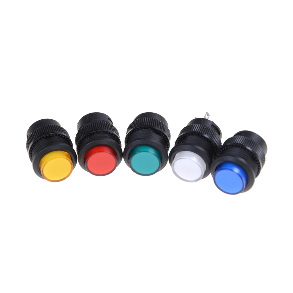 

Practical OFF-ON LED Light Self-locking Latching Push Button Switch 2pcs/lot 5 Colors R16-503AD 3A 250V top Quality micro mini