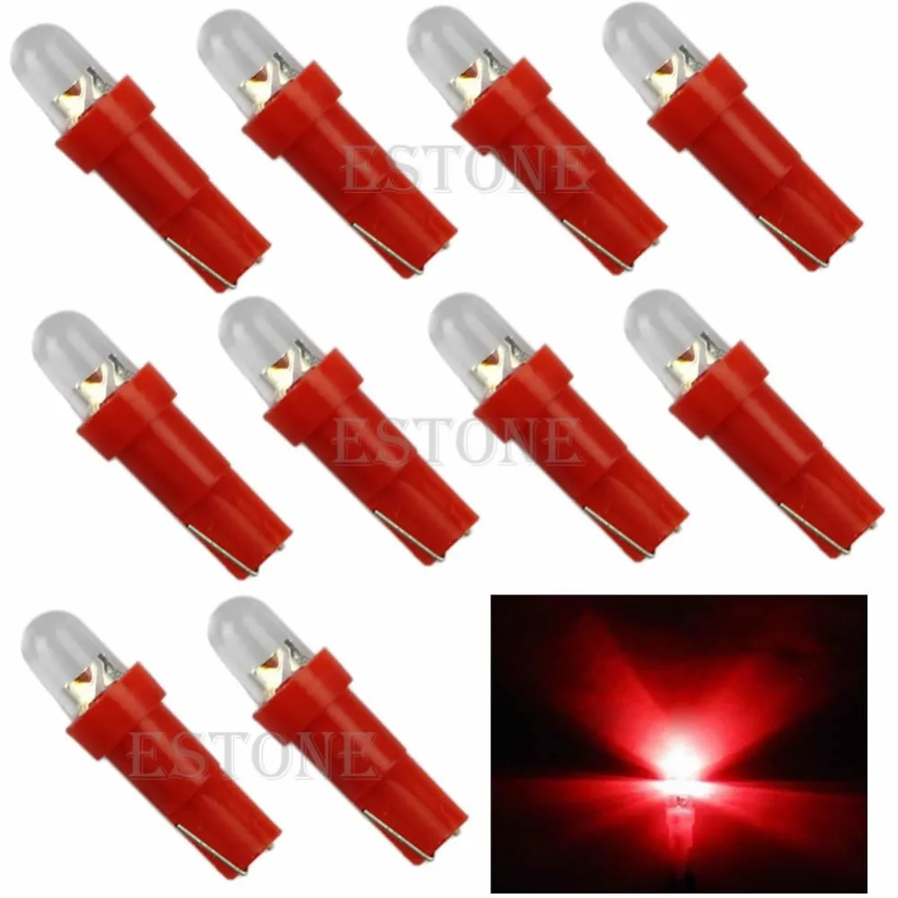 

New 10Pcs T5 12V LED Red Car Wedge Dashboard DASH Gauge Light Lamp Bulb