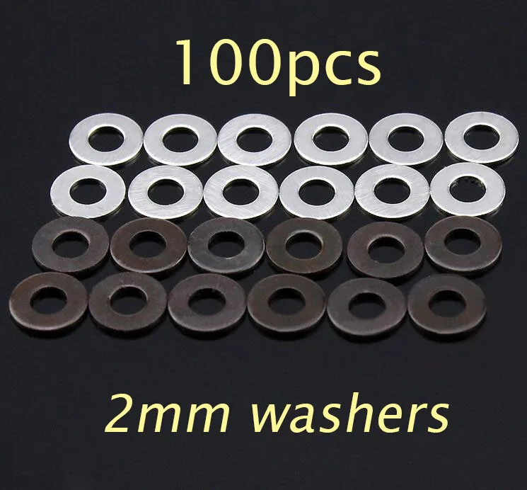 

100PCS M2 Screw Washers 2mm Metal Flat Washer Shims Gaskets For Tamiya Mini 4WD Racing Car Model