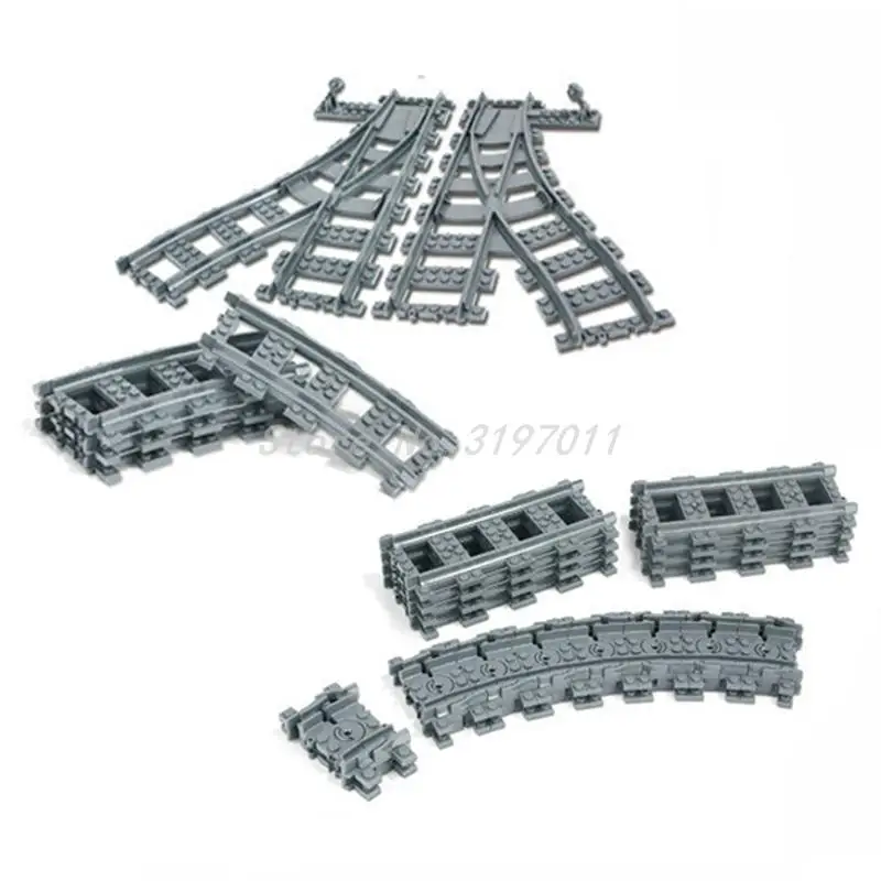 

Compatible Legoingly City Trains Flexible Track Rail Crossing Straight Curved Railway Building Blocks Set Bricks Model Kids Toys