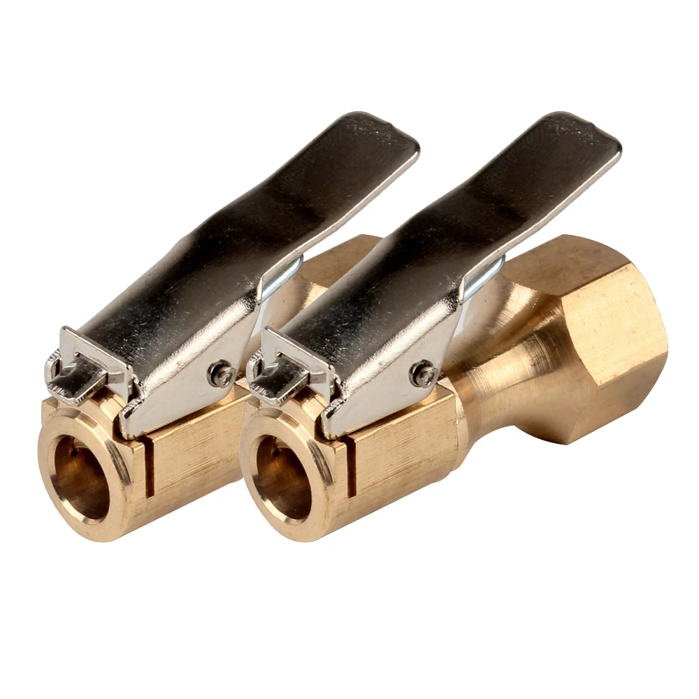 High Quality 2x Brass Open Flow Lock on Car Tyre Inflator Tool Valve