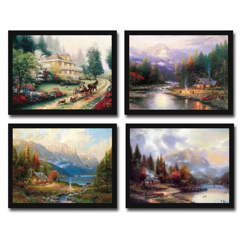 No Frame Thomas Foresta Casa Pittura A Olio Di Paesaggio Stampe Su Tela Pittura A Olio Stampata Su Cotone Decorazione Della Parete Di Arte Immagine