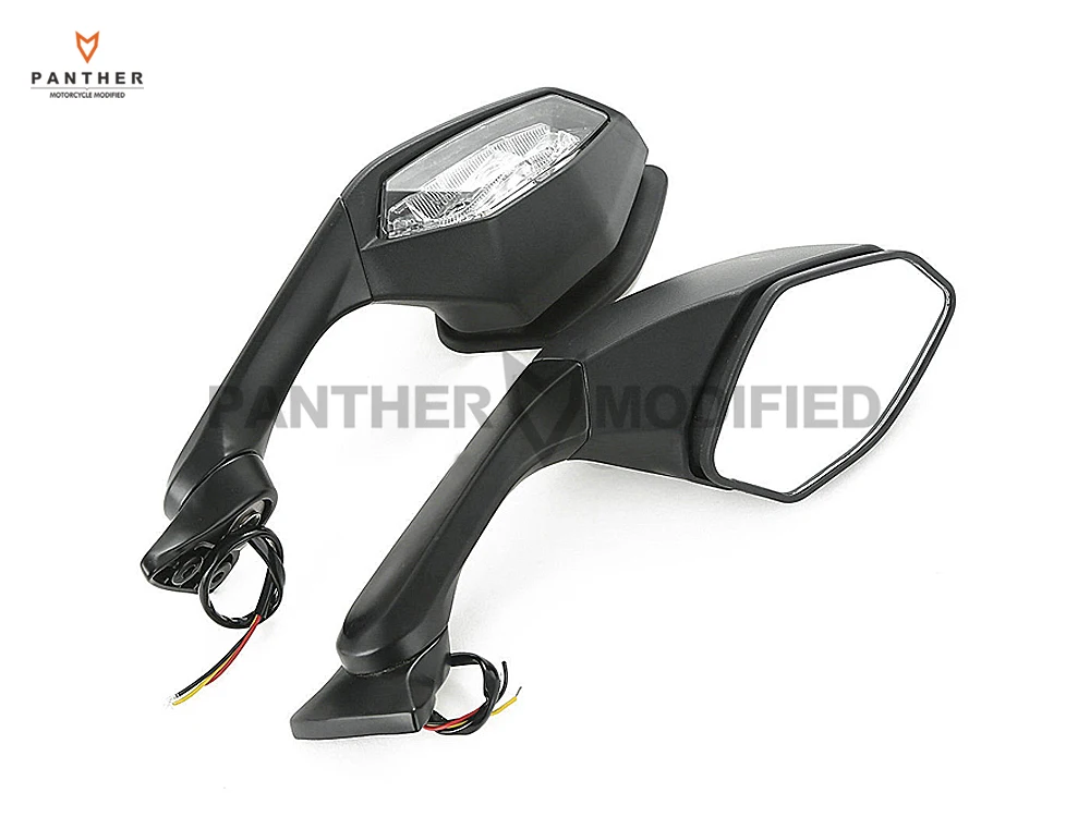 

Black Motorcycle Rear view Mirror LED Turn Lighting Signal case for Yamaha YZF-R1 2015 2016 2017 YZF-R6 2017